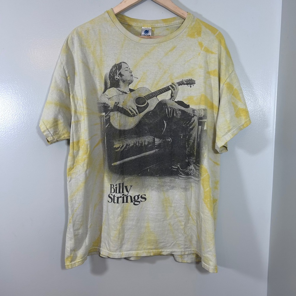 Billy Strings Summer 2022 Tour T-Shirt Yellow Tie Dye Graphic Tee Mens XL